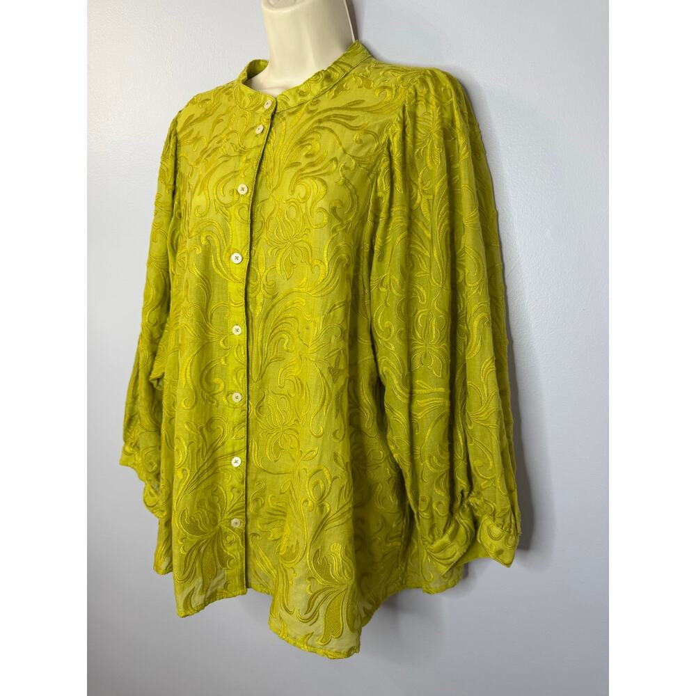 Pilcro Anthropologie Bella Embroidered Buttondown Blouse Line Relax Women's 2X - Picture 7 of 14